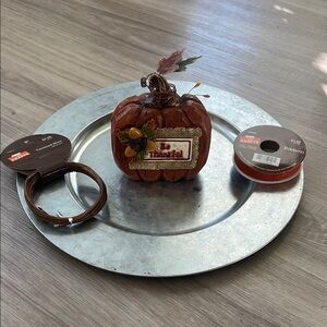Decorative Pumpkin with Ribbon and Wire Set
